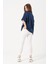 Unisex Lacivert Bisiklet Yaka Baskılı Oversize T-Shirt 5