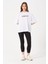 Unisex Beyaz Bisiklet Yaka Baskılı Oversize T-Shirt 1