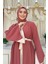 Nakış Işleme Detaylı Bel Kuşaklı Abaya 7901 Gül Kurusu 4