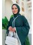 Nakış Işleme Detaylı Bel Kuşaklı Abaya 7901 Zümrüt 4