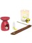 Limon Kokulu Set Kırmızı Buhurdanlık Tütsü ve Mum 1