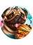 Sevimli Pug ve Hamburger Keyfi Sessiz Duvar Saati 1