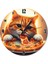 Pizza Yiyen Kedi Desenli Duvar Saati 1