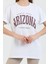Arizona Baskılı Pamuklu Bisiklet Yaka Oversize Kadın Tişört. 5