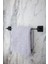 Siyah Paslanmaz Uzun Havluluk / Geniş Kapaklı Tuvalet Kağıtlığı / Banyo Askılığı -Pirinç 3lü Set 2