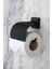 Siyah Paslanmaz Uzun Havluluk / Geniş Kapaklı Tuvalet Kağıtlığı / Banyo Askılığı -Pirinç 3lü Set 3
