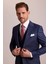 Erkek Lacivert Slim Fit Sivri Yaka Yelekli Yün Takım Elbise 4