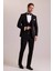 Erkek Siyah Slim Fit Likralı Sivri Yaka Yelekli Damatlık 2