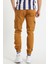 Slim Fit None Denim Paçaları Lastikli Esnek Kumaş Erkek Kargo Pantolon 4