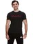 Erkek Siyah Kırmızı Nakışlı Fitness Spor T-Shirt 1