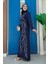 Taş Işleme Desenli Elbise 3889 Lacivert 3