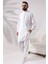 Erkek Çınar Hac ve Umre Kıyafeti Ikili Alt Üst Viskon Afgan Takım Ekru 2