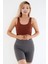 Crop Fitilli Kalın Askı Sporcu Sütyen | Kahverengi 1