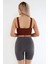 Crop Fitilli Kalın Askı Sporcu Sütyen | Kahverengi 2