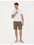 Erkek Haki Slim Fit Keten Karışımlı Dokuma Şort 50291519-VR027 1