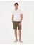Erkek Haki Slim Fit Keten Karışımlı Dokuma Şort 50291519-VR027 3