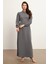Nevra Kuşaklı Elbise - Gri 1