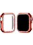 Kırmızı Apple Watch 40 mm Uyumlu Kasa Koruyucu Taşlı Renkli Sert Pc 360 Tam Koruma Ekran Koruyucu Gard 3