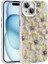 Apple iPhone 15 Uyumlu Kılıf Çiçek Desenli Parlak Taşlı Sert Silikon Zore Garden Kapak, Mavi 1