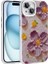 Apple iPhone 15 Uyumlu Kılıf Çiçek Desenli Parlak Taşlı Sert Silikon Zore Garden Kapak, Mor 1