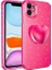 Apple iPhone 11 Uyumlu Kılıf Kamera Korumalı Simli Pop Soketli Lüks Koton Soketli Kapak, Pembe Koyu 1