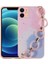 Apple iPhone 11 Uyumlu Kılıf Simli Desenli El Askılı Tutacaklı Elsa Silikon Kapak, Pembe 1