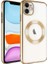 Apple iPhone 11 Uyumlu Kılıf Wireless Şarj Özellikli Sert Pc Riksos Magsafe Kapak, Gold 1