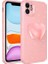 Apple iPhone 11 Uyumlu Kılıf Kamera Korumalı Simli Pop Soketli Lüks Koton Soketli Kapak, Pembe 1