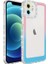 Apple iPhone 12 Uyumlu Kılıf Simli ve Renk Geçiş Tasarımlı Lens Korumalı Park Kapak, Pembe-Mavi 1