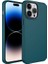 Apple iPhone 13 Pro Max Uyumlu Kılıf Metal Çerçeve ve Buton Tasarımlı Silikon Luna Kapak, Koyu Yeşil 1