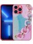 Apple iPhone 13 Pro Uyumlu Kılıf Simli Desenli El Askılı Tutacaklı Elsa Silikon Kapak, Pembe Koyu 1