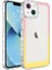 Apple iPhone 13 Uyumlu Kılıf Simli ve Renk Geçiş Tasarımlı Lens Korumalı Park Kapak, Pembe-Sarı 1