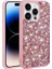Apple iPhone 14 Pro Uyumlu Kılıf Parlak Taşlı Tasarım Linea Kapak, Pembe 1