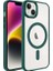 Apple iPhone 14 Plus Uyumlu Kılıf Wireless Şarj Özellikli Krom Magsafe Silikon Kapak, Koyu Yeşil 1