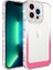 Apple iPhone 14 Pro Max Uyumlu Kılıf Simli ve Renk Geçiş Tasarımlı Lens Korumalı Park Kapak, Beyaz-Pembe 1