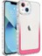 Apple iPhone 14 Plus Uyumlu Kılıf Simli ve Renk Geçiş Tasarımlı Lens Korumalı Park Kapak, Beyaz-Pembe 1