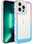 Apple iPhone 14 Pro Max Uyumlu Kılıf Simli ve Renk Geçiş Tasarımlı Lens Korumalı Park Kapak, Pembe-Mavi 1