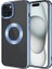 Apple iPhone 15 Plus Uyumlu Kılıf Tek Kamera Çerçeveli Logo Gösteren Omega Kapak, Sierra Mavi 1