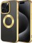 Apple iPhone 15 Pro Max Uyumlu Kılıf Tek Kamera Çerçeveli Logo Gösteren Omega Kapak, Gold 1