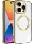 Apple iPhone 15 Pro Uyumlu Kılıf Magsafe Wireless Şarj Özellikli Setro Silikon, Gold 1