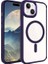 Apple iPhone 15 Uyumlu Kılıf Wireless Şarj Özellikli Krom Magsafe Silikon Kapak, Derin Mor 1