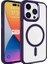 Apple iPhone 15 Pro Max Uyumlu Kılıf Wireless Şarj Özellikli Krom Magsafe Silikon Kapak, Derin Mor 1