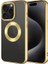 Apple iPhone 15 Pro Uyumlu Kılıf Tek Kamera Çerçeveli Logo Gösteren Omega Kapak, Gold 1