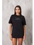 You Are Happy Stop Making Drama Taşlı Oversize Siyah Kadın T-Shirt 2