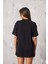 You Are Happy Stop Making Drama Taşlı Oversize Siyah Kadın T-Shirt 3