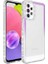 Samsung Galaxy A23 Uyumlu Kılıf Simli ve Renk Geçiş Tasarımlı Lens Korumalı Park Kapak, Mor-Beyaz 1