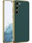 Samsung Galaxy S23 Plus Uyumlu Kılıf Deri Görünümlü Kenarları Elektroplating Kaplama Fizyon Kapak, Koyu Yeşil 1