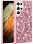 Samsung Galaxy S23 Ultra Uyumlu Kılıf Parlak Taşlı Tasarım Linea Kapak, Pembe 1