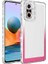 Xiaomi Redmi Note 10 Pro Uyumlu Kılıf Simli ve Renk Geçiş Tasarımlı Lens Korumalı Park Kapak, Beyaz-Pembe 1