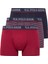 Erkek Bordo-Lacivert-Baskılı 3'lü Boxer 1